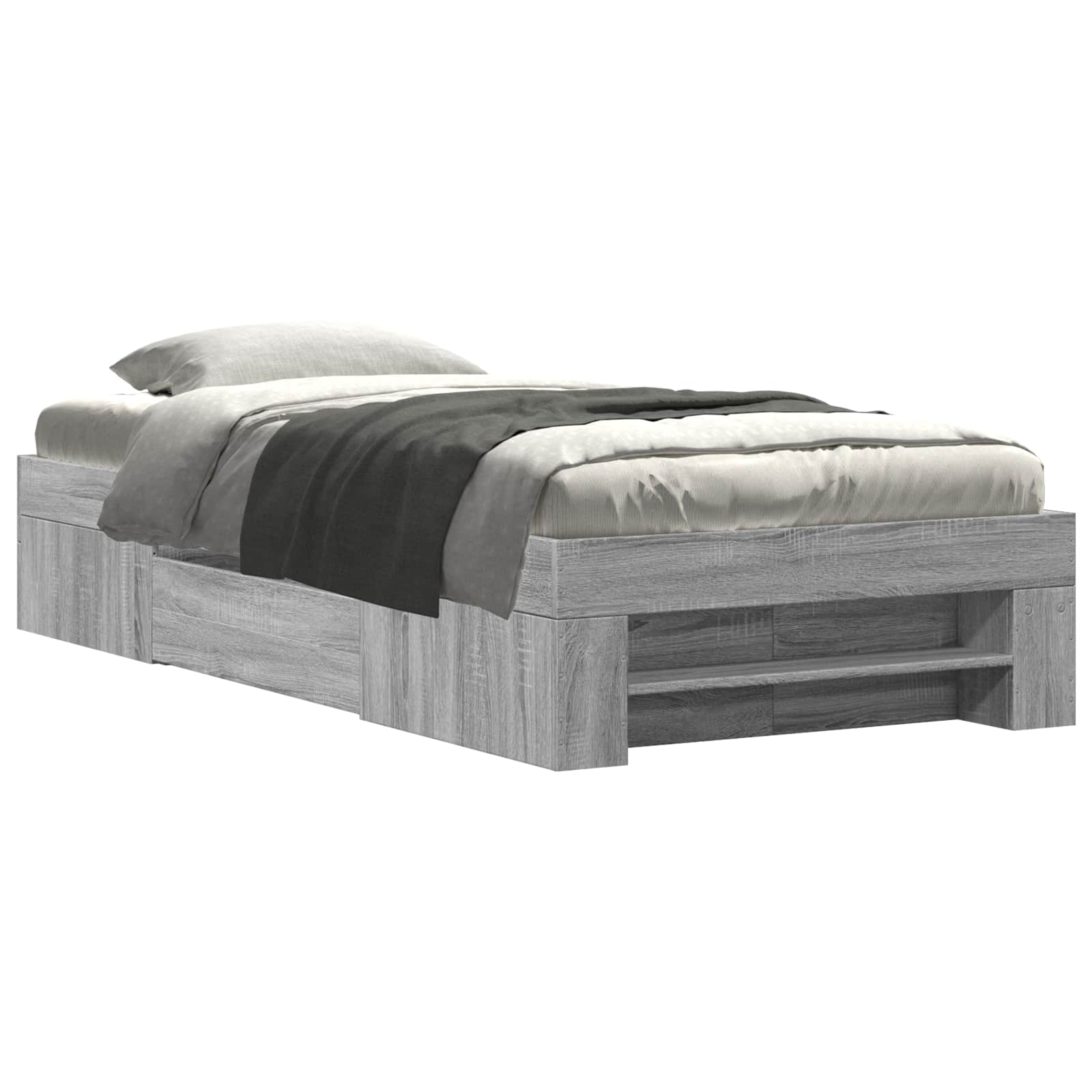 Bedframe met opslag Grijs Sonoma 80 x 200 cm Bewerkt hout