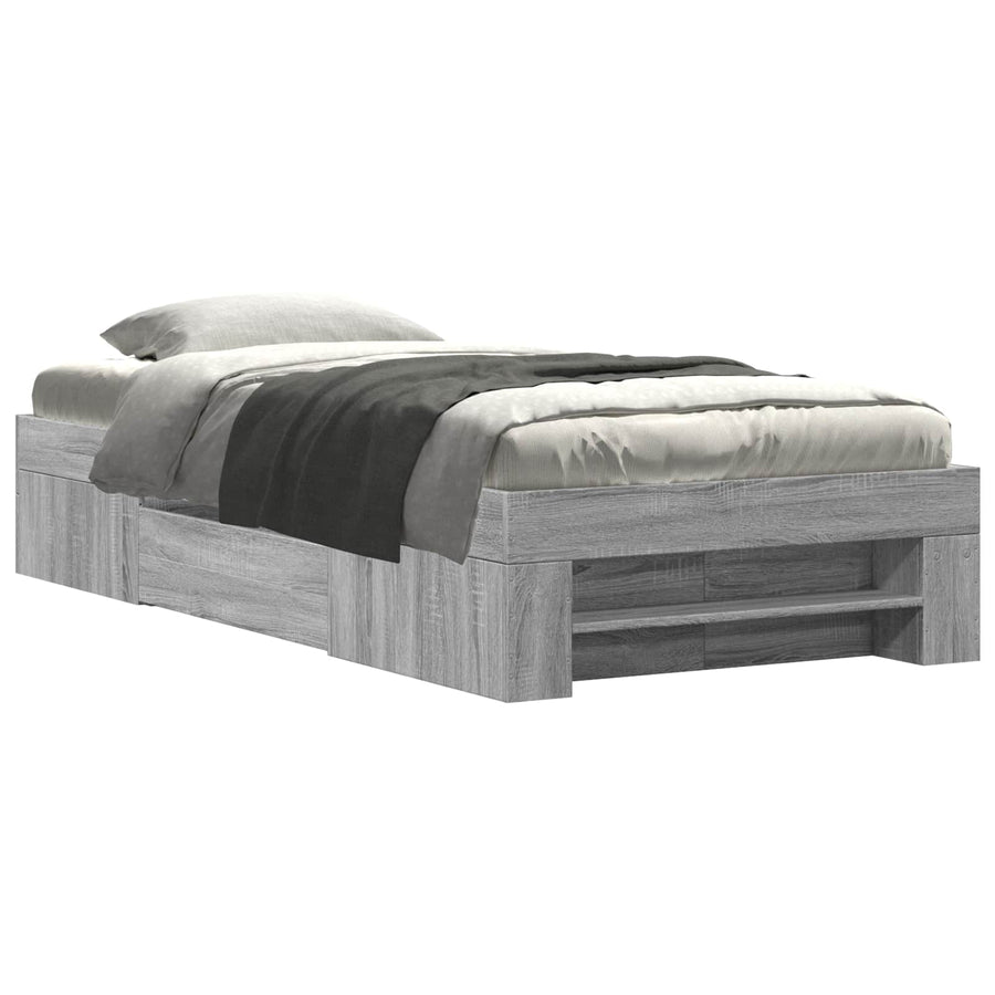 Bedframe met opslag Grijs Sonoma 80 x 200 cm Bewerkt hout