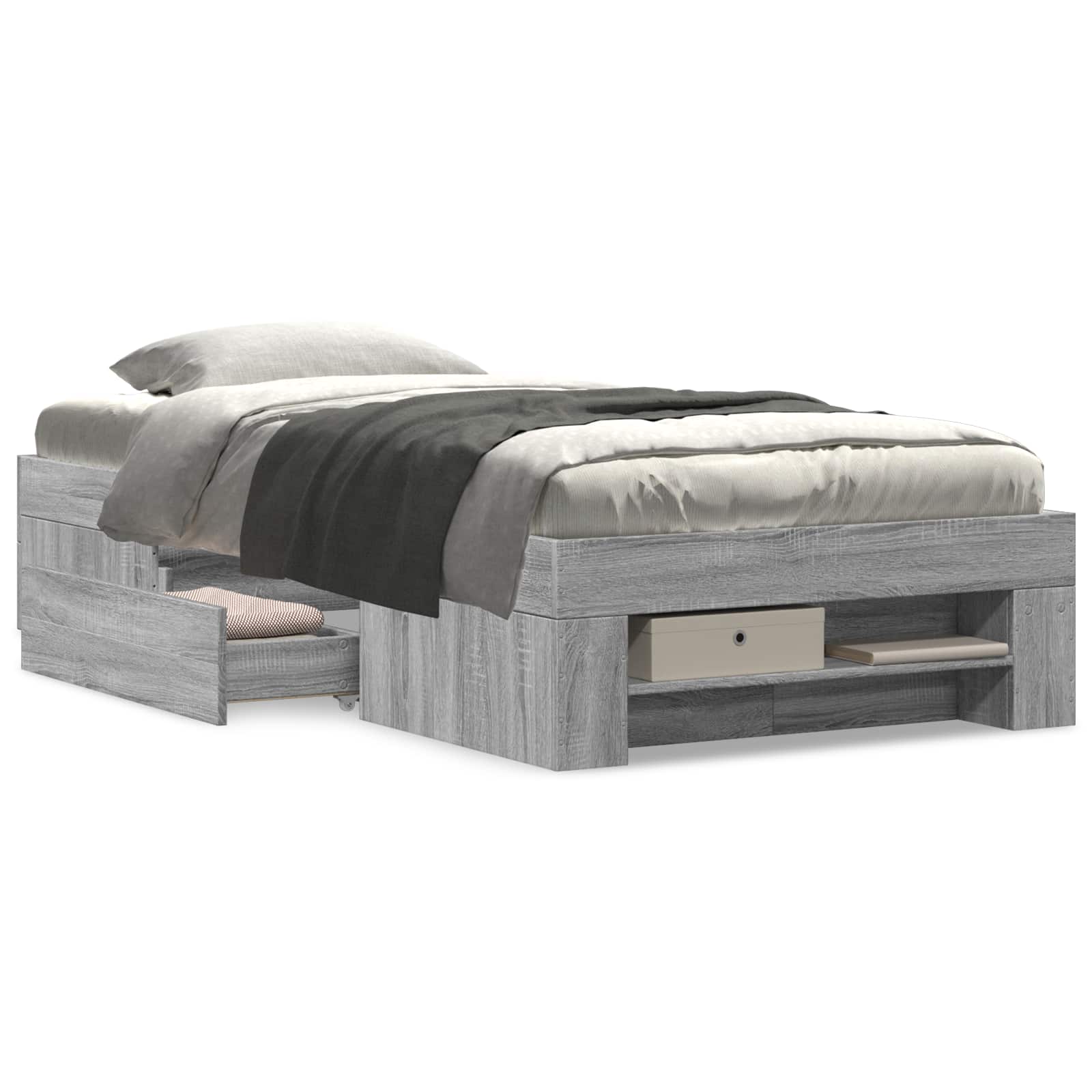 Bedframe met opslag Grijs Sonoma 80 x 200 cm Bewerkt hout
