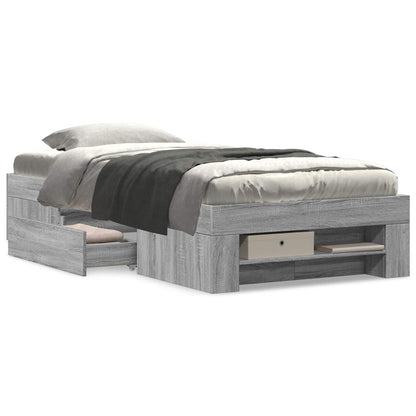Bedframe met opslag Grijs Sonoma 80 x 200 cm Bewerkt hout