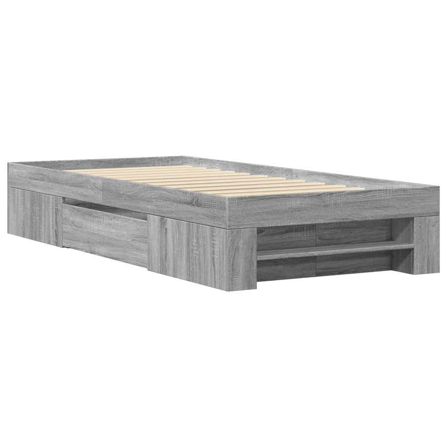 Bedframe met opslag Grijs Sonoma 80 x 200 cm Bewerkt hout