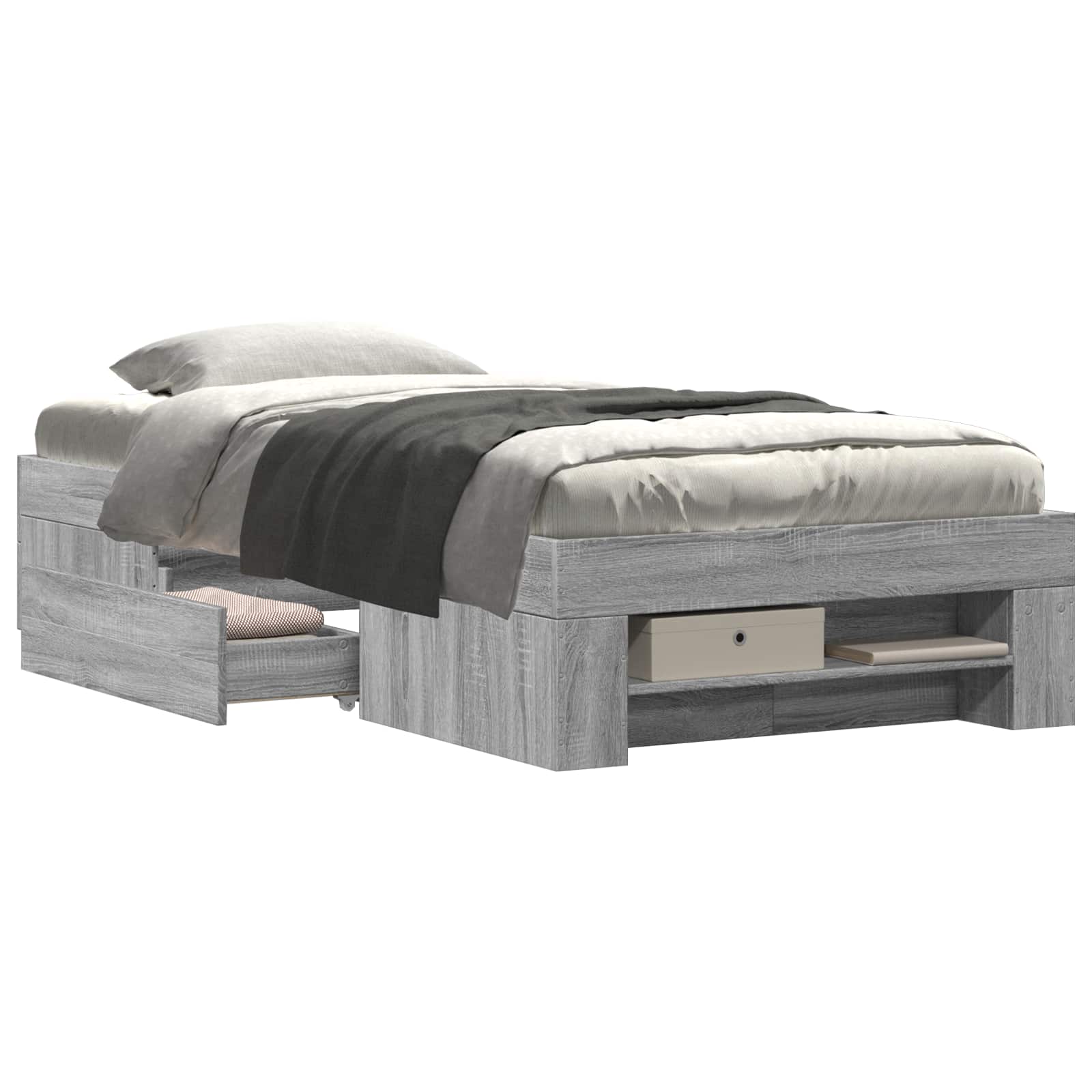 Bedframe met opslag Grijs Sonoma 80 x 200 cm Bewerkt hout