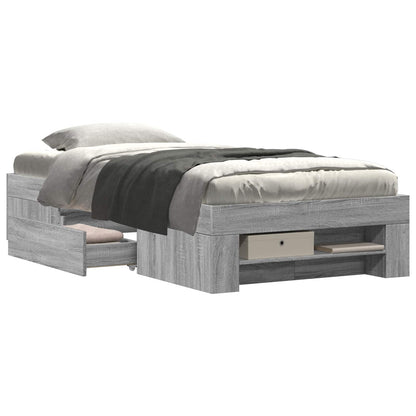 Bedframe met opslag Grijs Sonoma 80 x 200 cm Bewerkt hout