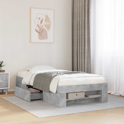 Bedframe met opslag Betongrijs 80 x 200 cm Bewerkt hout