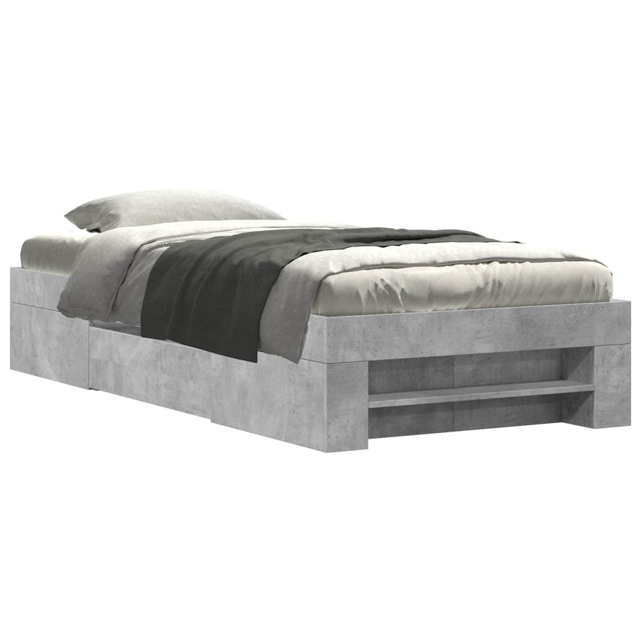 Bedframe met opslag Betongrijs 80 x 200 cm Bewerkt hout