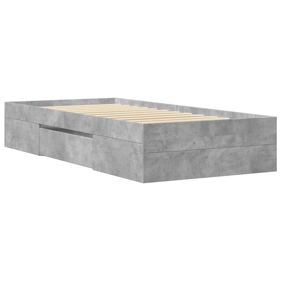 Bedframe met opslag Betongrijs 80 x 200 cm Bewerkt hout