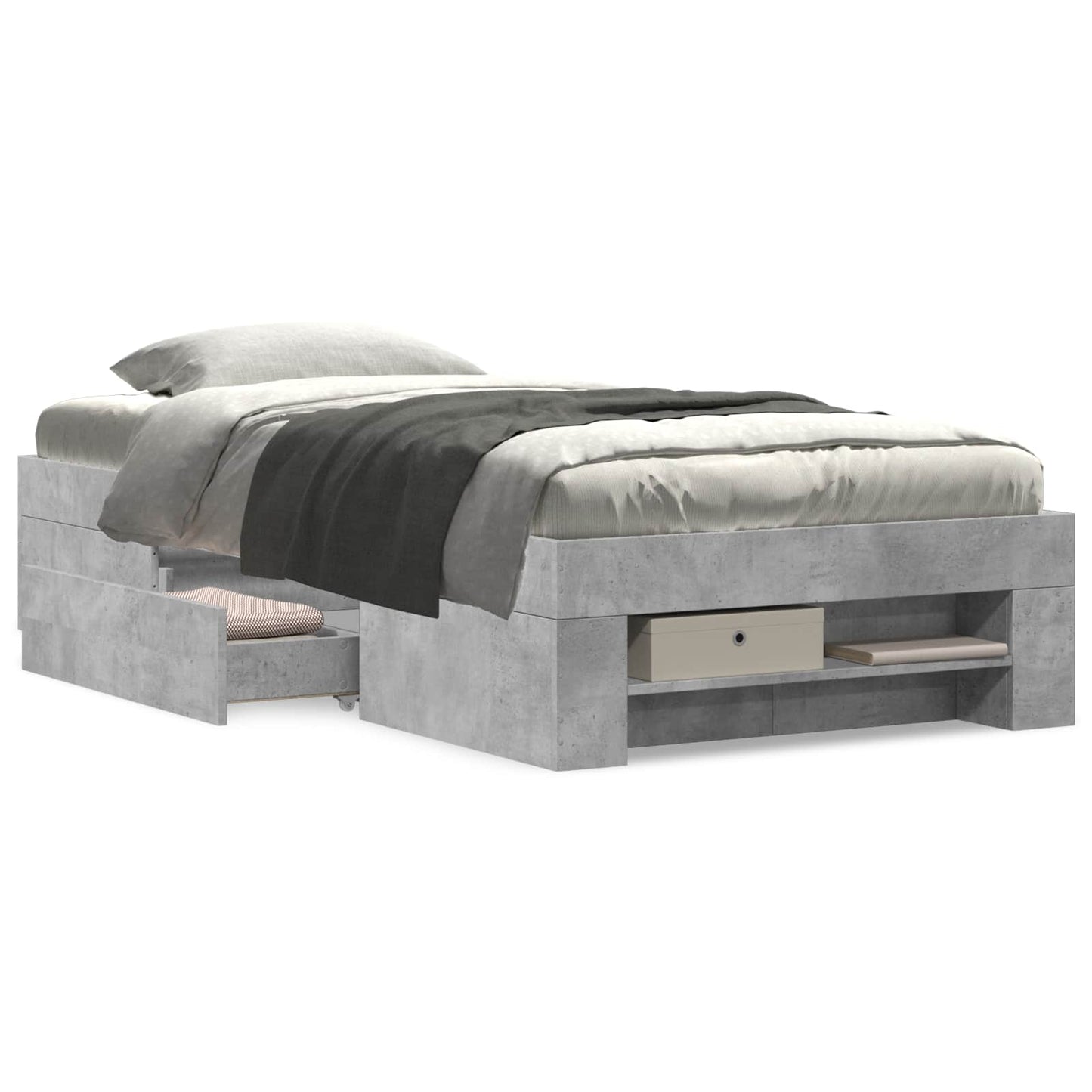 Bedframe met opslag Betongrijs 80 x 200 cm Bewerkt hout