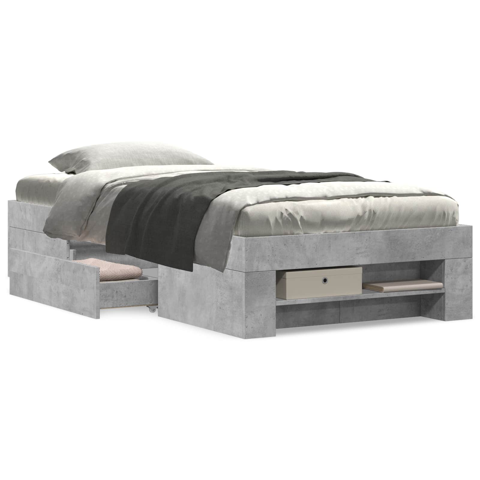 Bedframe met opslag Betongrijs 80 x 200 cm Bewerkt hout