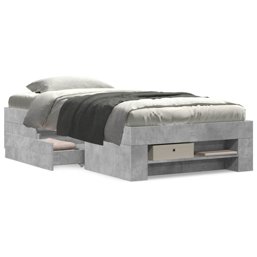 Bedframe met opslag Betongrijs 80 x 200 cm Bewerkt hout