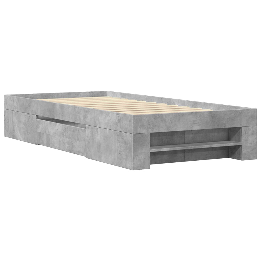 Bedframe met opslag Betongrijs 80 x 200 cm Bewerkt hout