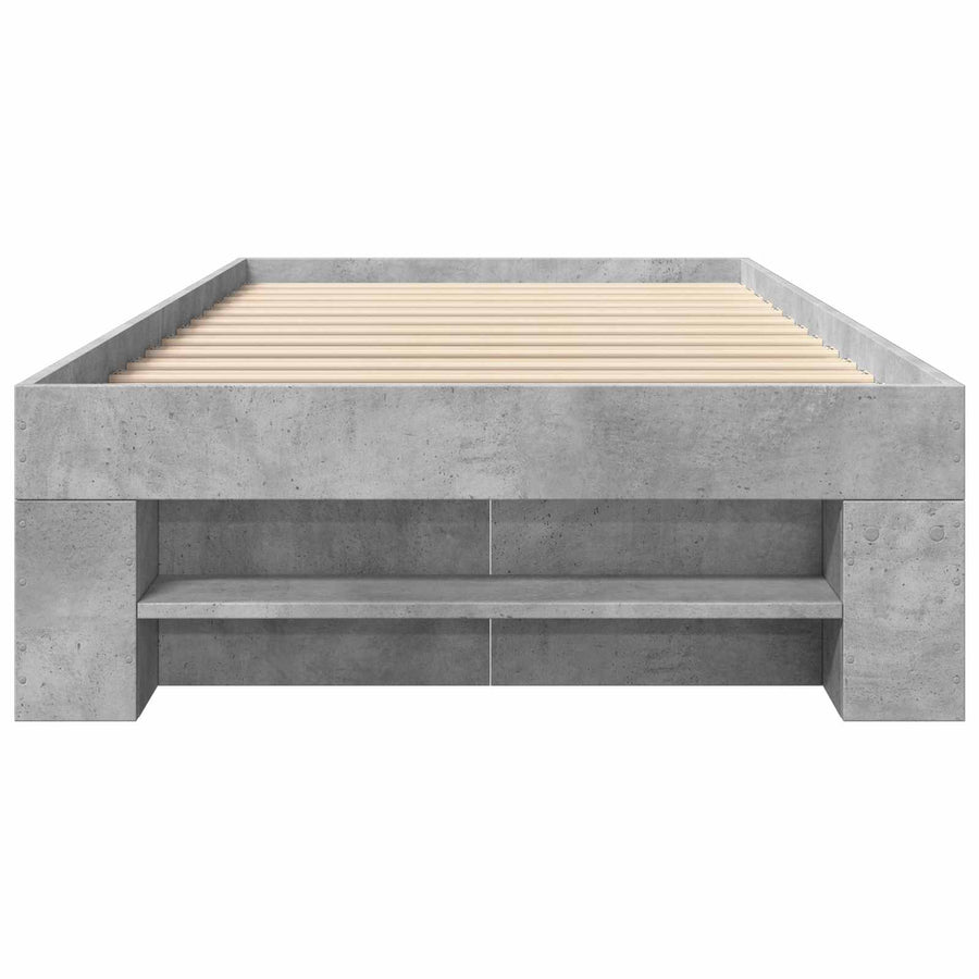 Bedframe met opslag Betongrijs 80 x 200 cm Bewerkt hout
