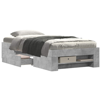 Bedframe met opslag Betongrijs 80 x 200 cm Bewerkt hout