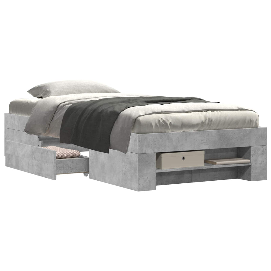 Bedframe met opslag Betongrijs 80 x 200 cm Bewerkt hout