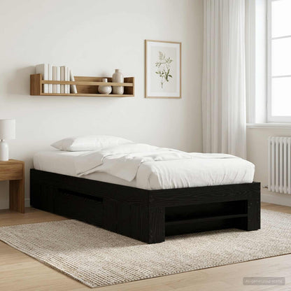 Bedframe met opslag Zwart eiken 80 x 200 cm Bewerkt hout