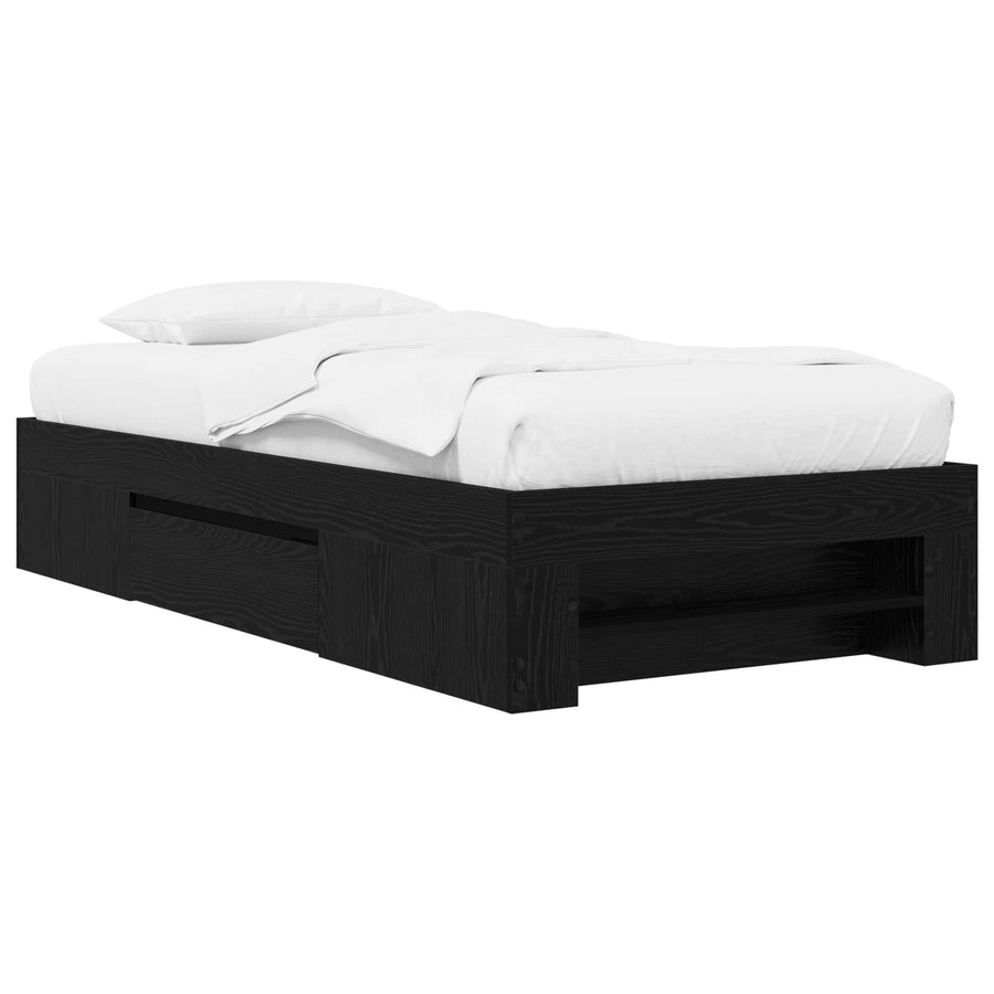 Bedframe met opslag Zwart eiken 80 x 200 cm Bewerkt hout