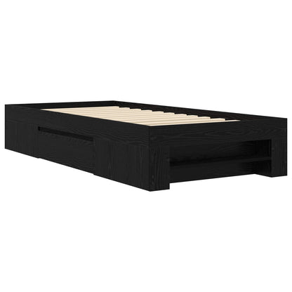 Bedframe met opslag Zwart eiken 80 x 200 cm Bewerkt hout