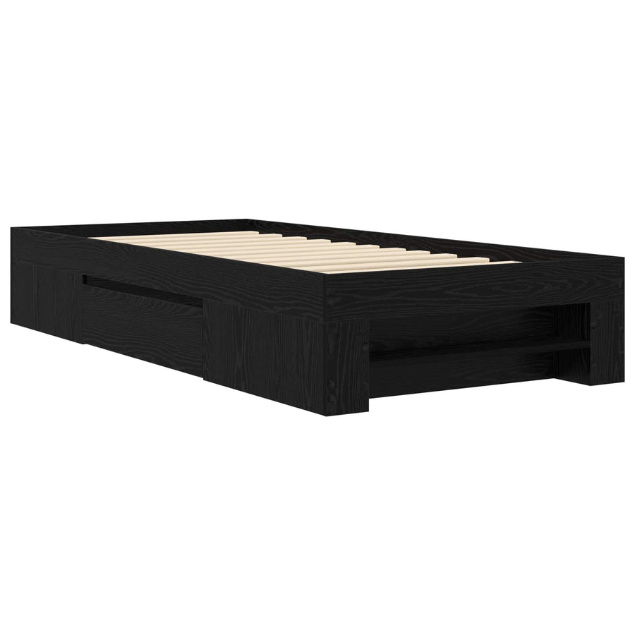 Bedframe met opslag Zwart eiken 80 x 200 cm Bewerkt hout