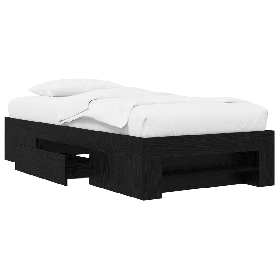 Bedframe met opslag Zwart eiken 80 x 200 cm Bewerkt hout