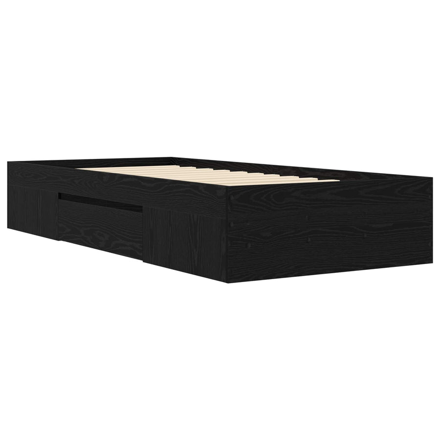 Bedframe met opslag Zwart eiken 80 x 200 cm Bewerkt hout
