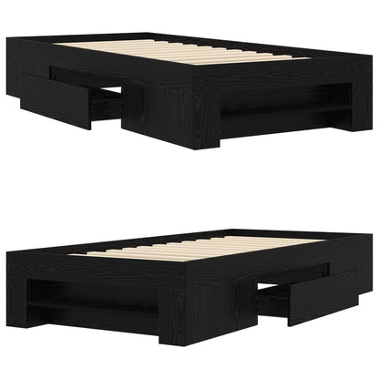 Bedframe met opslag Zwart eiken 80 x 200 cm Bewerkt hout