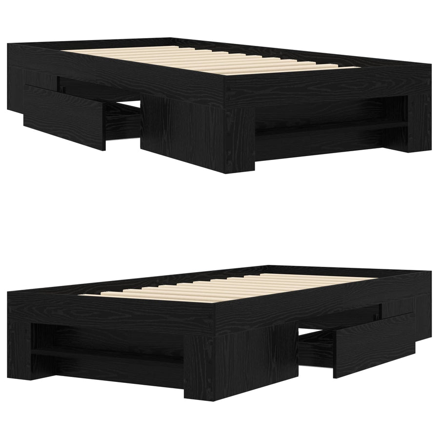 Bedframe met opslag Zwart eiken 80 x 200 cm Bewerkt hout