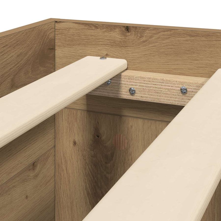 Bedframe met opslag Artisanaal eiken 80 x 200 cm Bewerkt hout