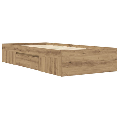 Bedframe met opslag Artisanaal eiken 80 x 200 cm Bewerkt hout