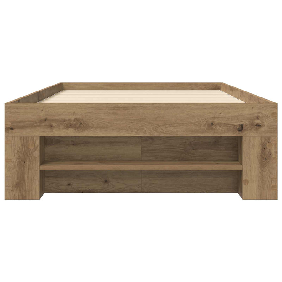 Bedframe met opslag Artisanaal eiken 80 x 200 cm Bewerkt hout