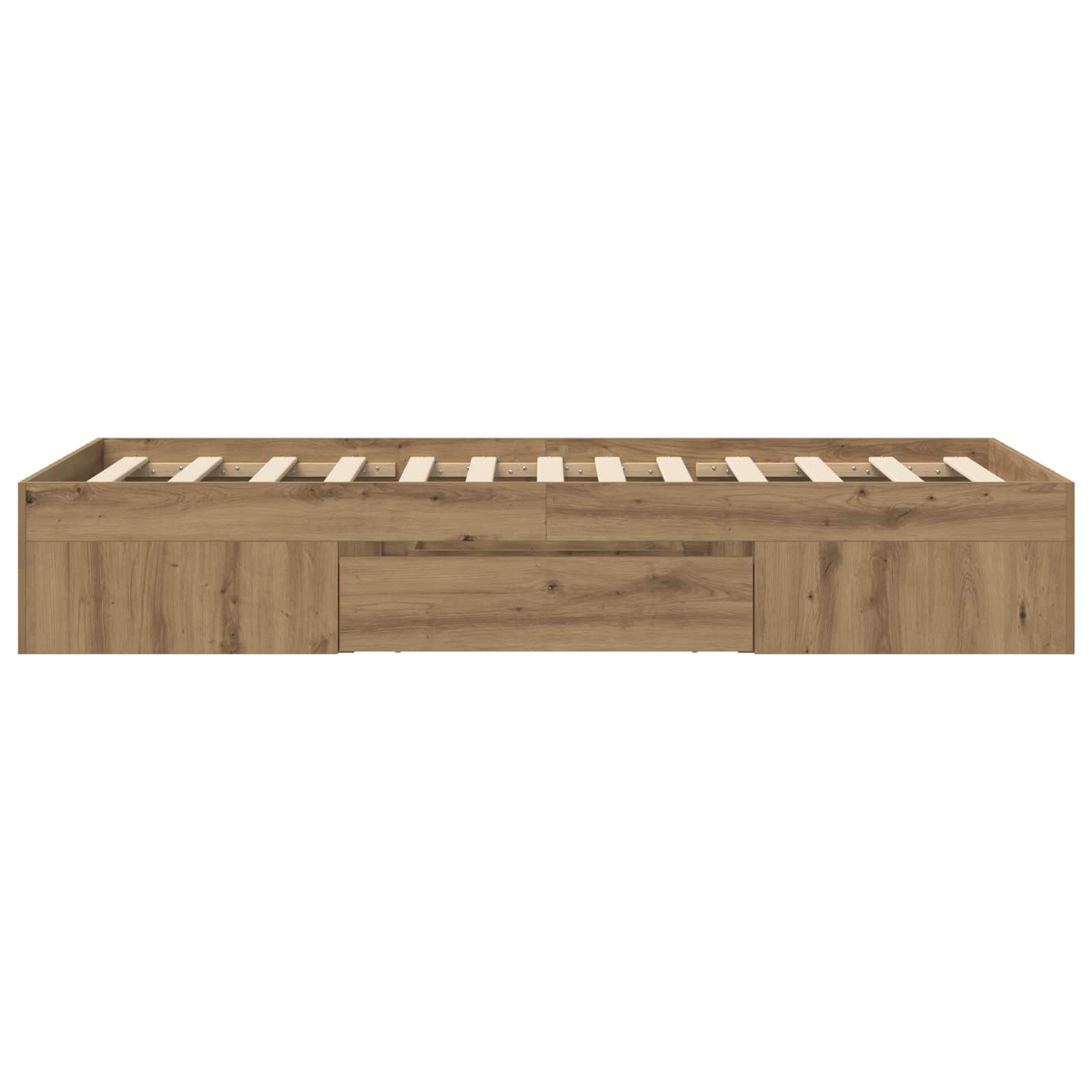 Bedframe met opslag Artisanaal eiken 80 x 200 cm Bewerkt hout