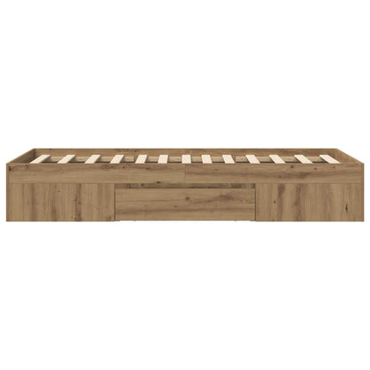 Bedframe met opslag Artisanaal eiken 80 x 200 cm Bewerkt hout