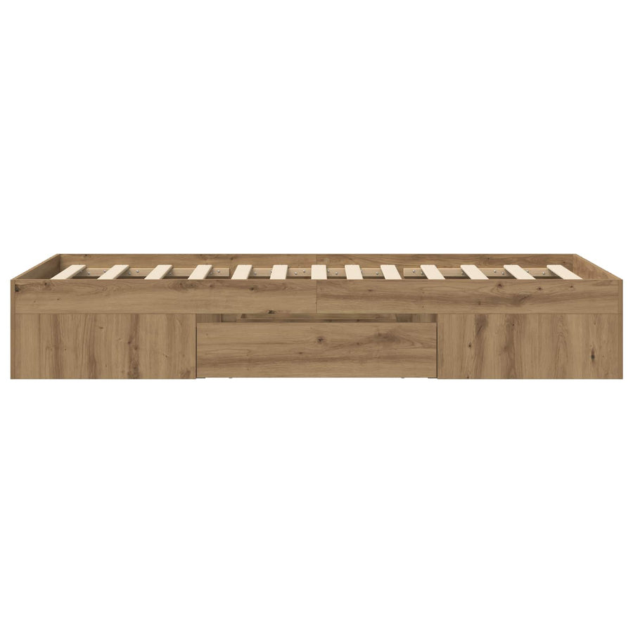 Bedframe met opslag Artisanaal eiken 80 x 200 cm Bewerkt hout