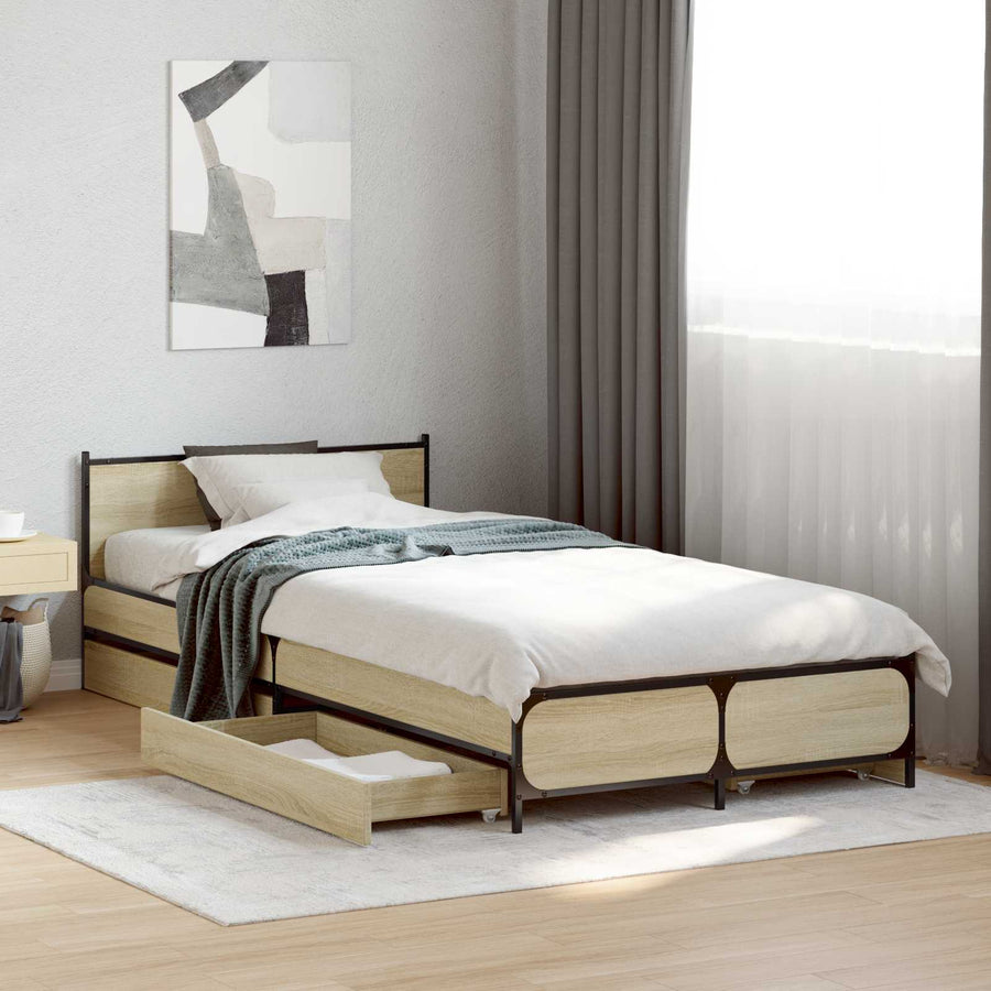 Bedframe met Hoofdeinde Sonoma Eiken 80 x 200 cm Bewerkt hout