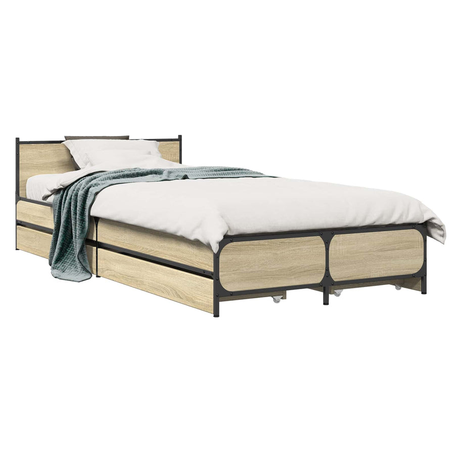 Bedframe met Hoofdeinde Sonoma Eiken 80 x 200 cm Bewerkt hout