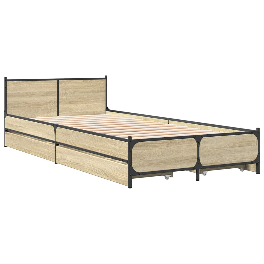 Bedframe met Hoofdeinde Sonoma Eiken 80 x 200 cm Bewerkt hout