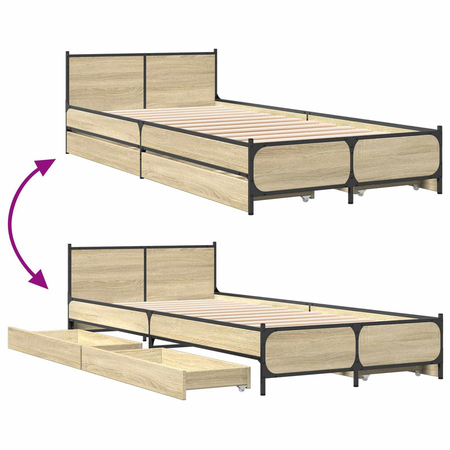 Bedframe met Hoofdeinde Sonoma Eiken 80 x 200 cm Bewerkt hout