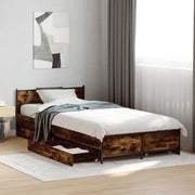 Bedframe 80x200 cm gerookt eiken met hoofdeinde