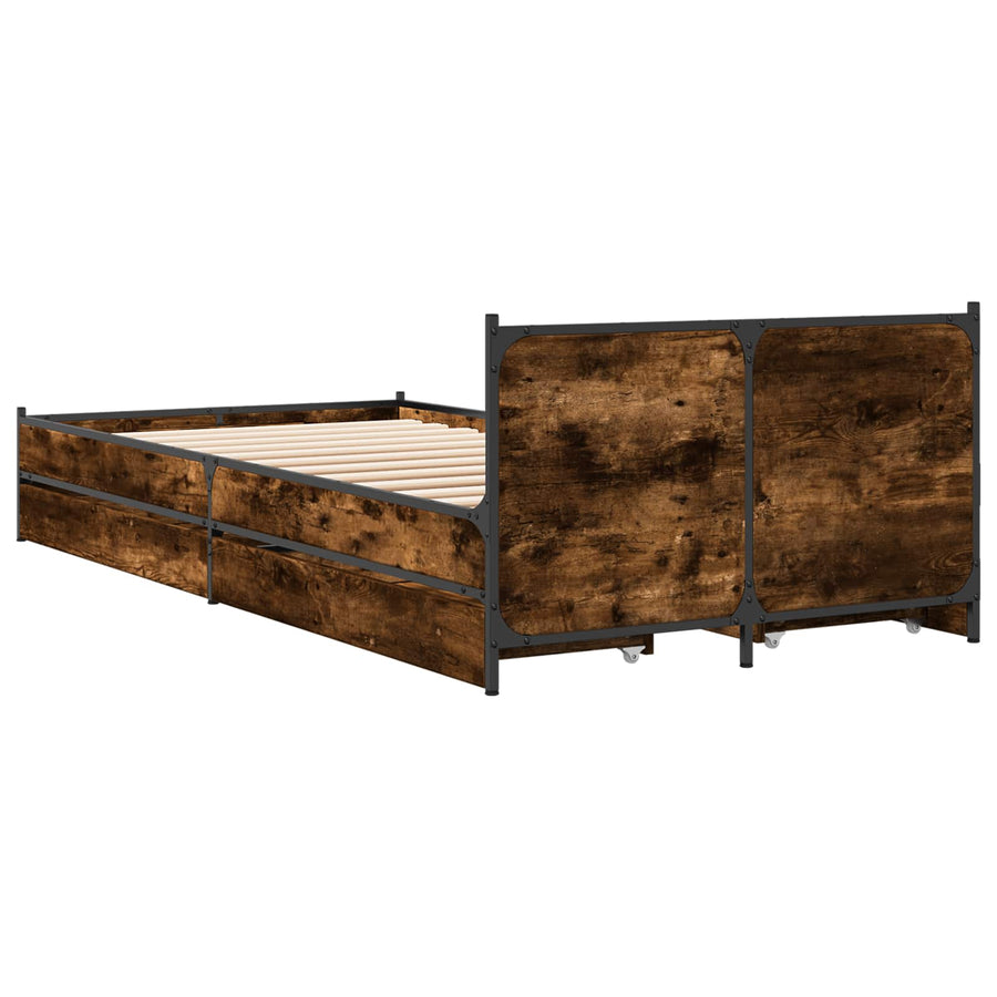 Bedframe met Hoofdeinde Gerookt eiken 80 x 200 cm Bewerkt hout
