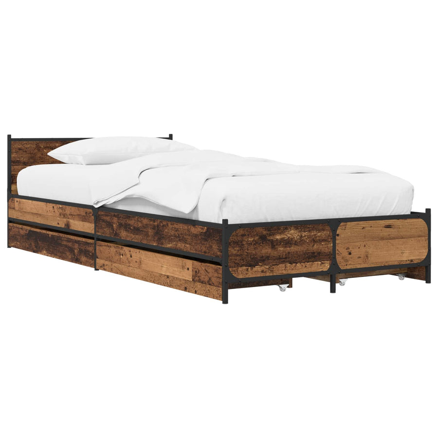 Bedframe met Hoofdeinde Oud hout 80 x 200 cm Bewerkt hout
