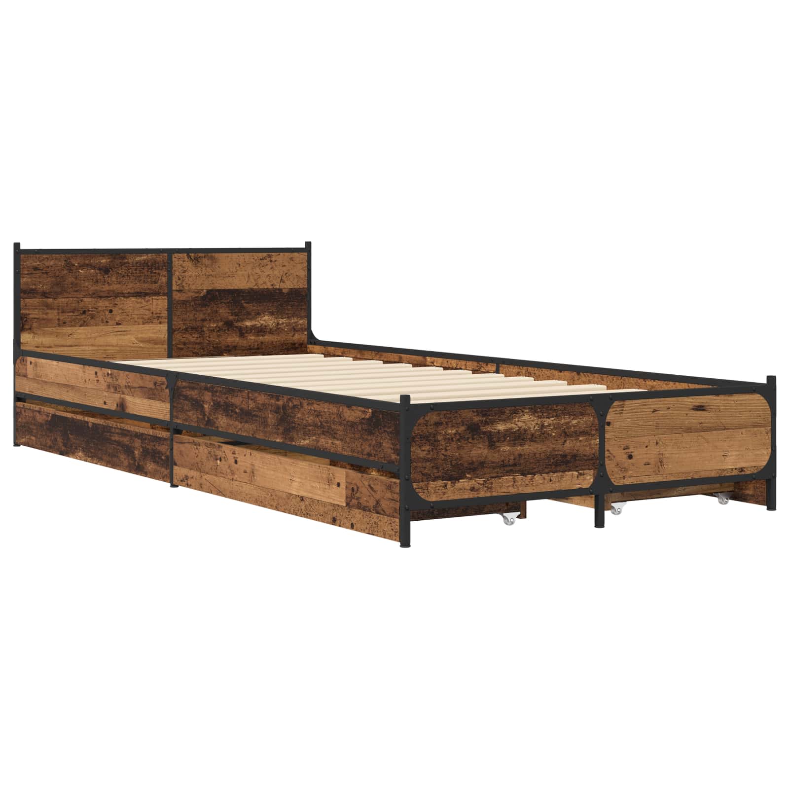 Bedframe met Hoofdeinde Oud hout 80 x 200 cm Bewerkt hout