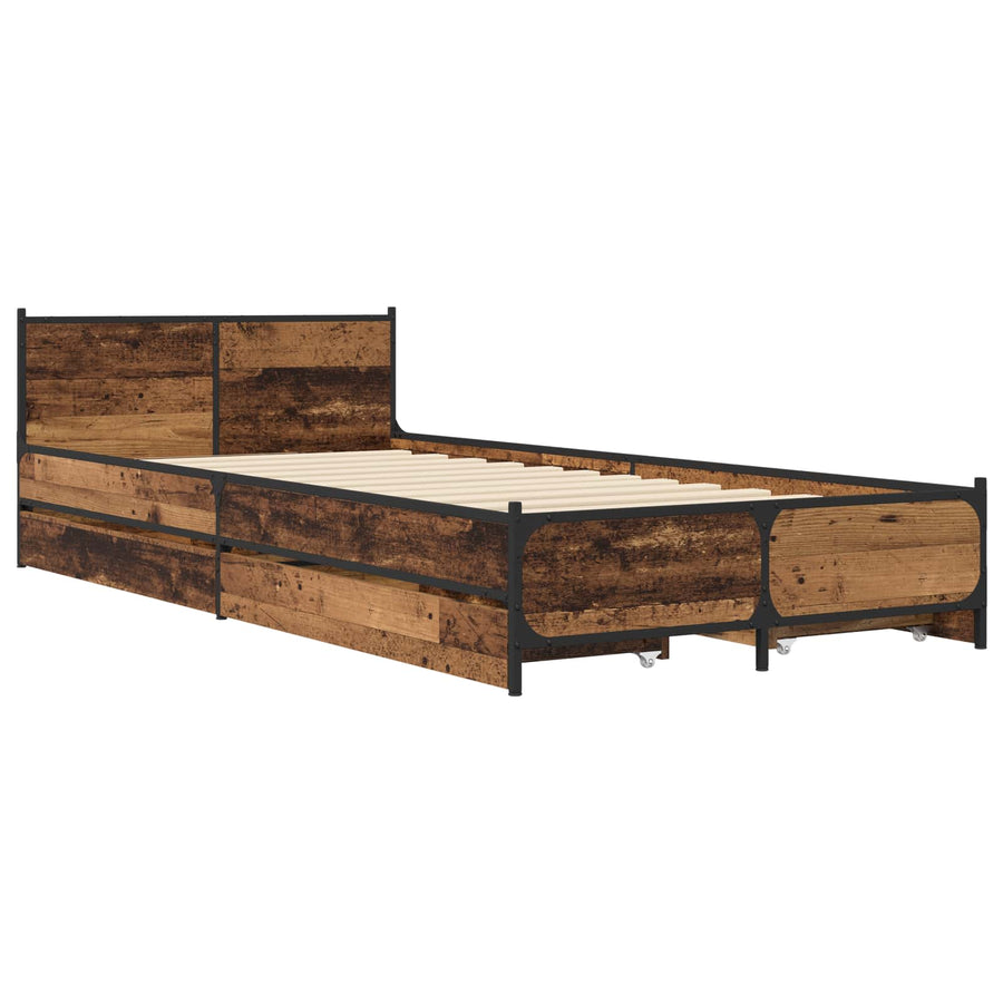 Bedframe met Hoofdeinde Oud hout 80 x 200 cm Bewerkt hout
