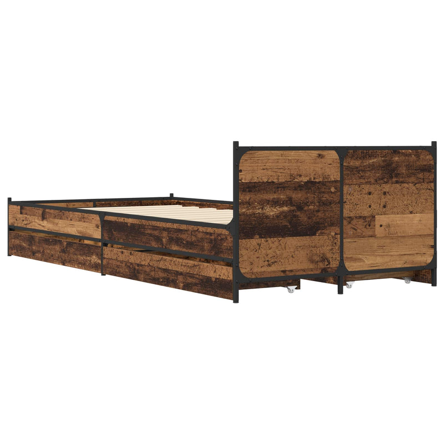 Bedframe met Hoofdeinde Oud hout 80 x 200 cm Bewerkt hout