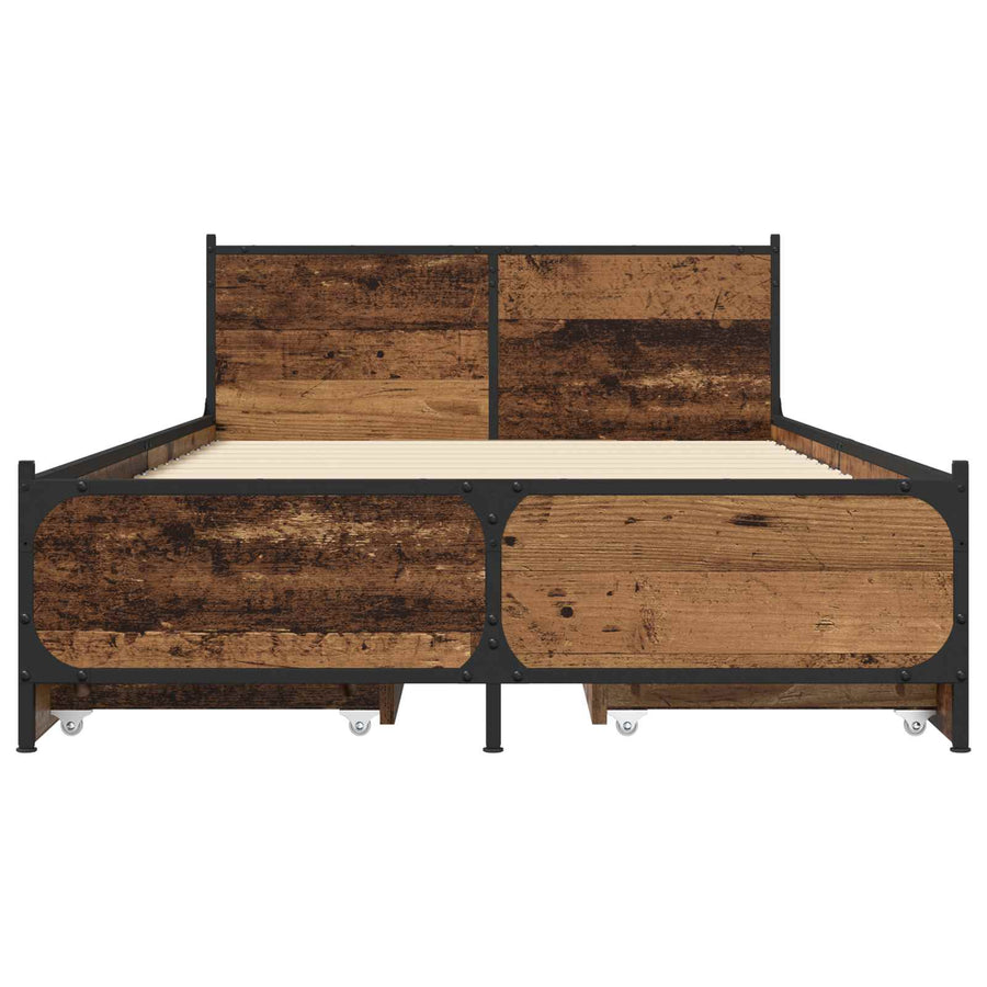 Bedframe met Hoofdeinde Oud hout 80 x 200 cm Bewerkt hout