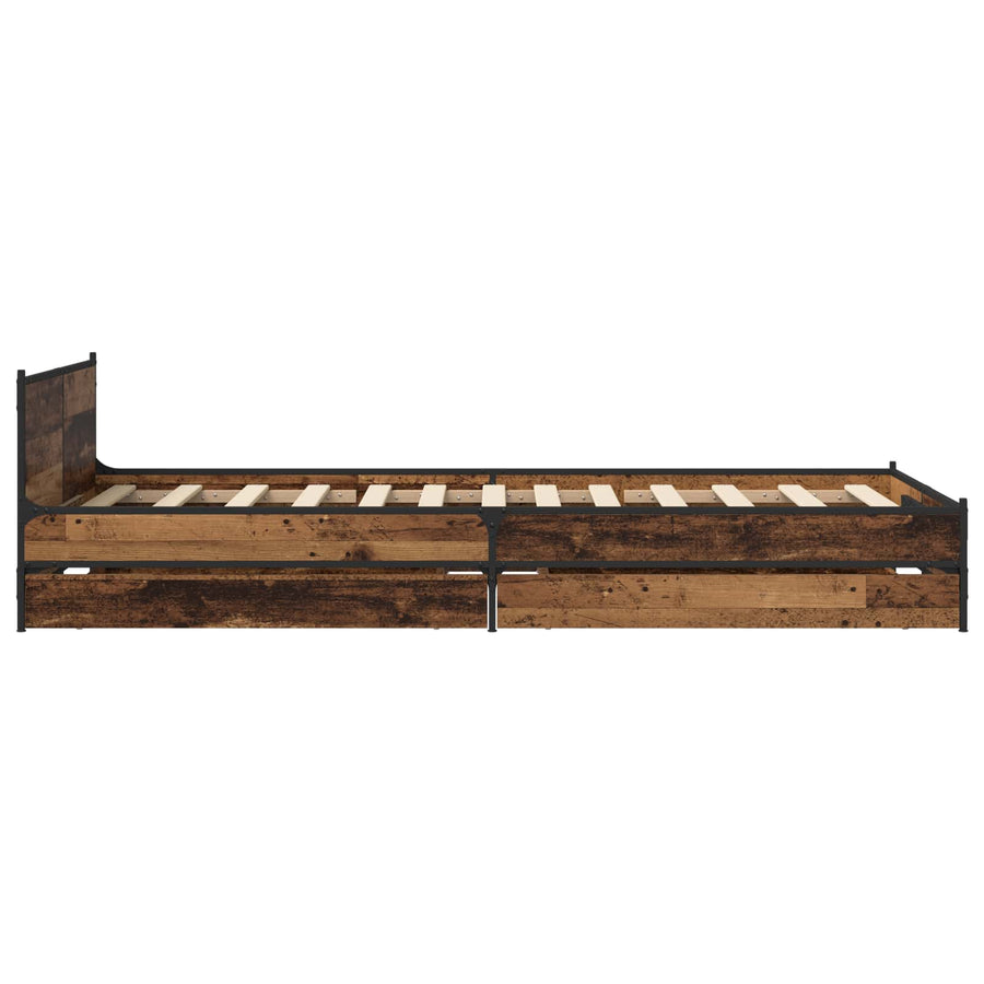 Bedframe met Hoofdeinde Oud hout 80 x 200 cm Bewerkt hout