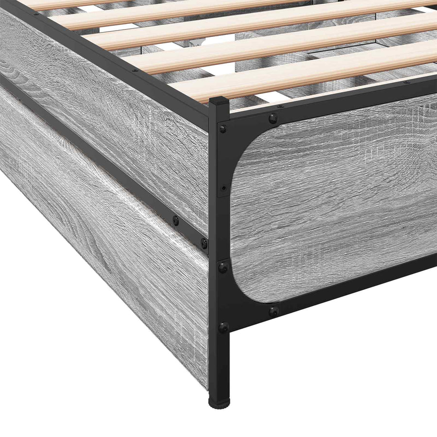Bedframe met Hoofdeinde Grijs Sonoma 80 x 200 cm Bewerkt hout