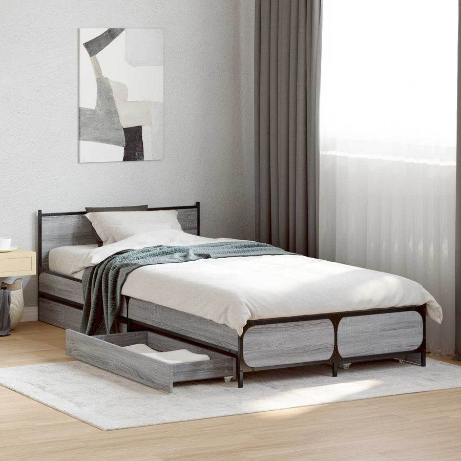 Bedframe met Hoofdeinde Grijs Sonoma 80 x 200 cm Bewerkt hout