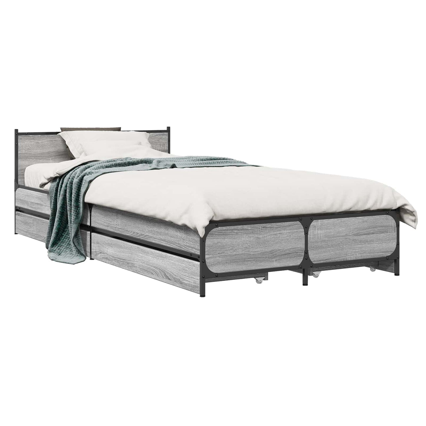 Bedframe met Hoofdeinde Grijs Sonoma 80 x 200 cm Bewerkt hout