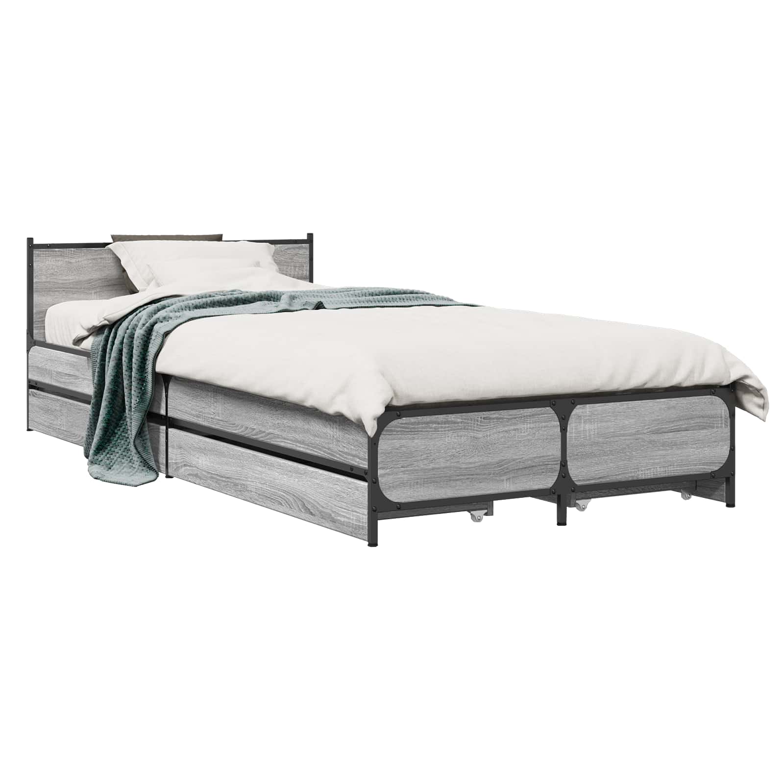 Bedframe met Hoofdeinde Grijs Sonoma 80 x 200 cm Bewerkt hout