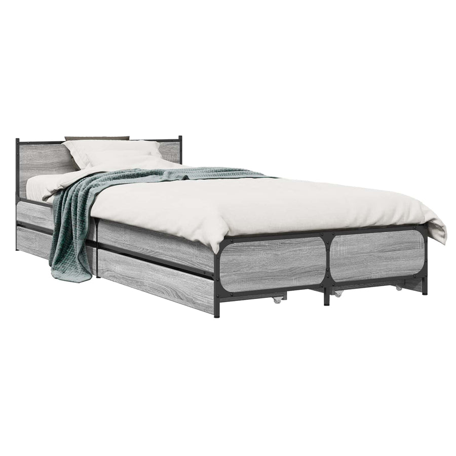 Bedframe met Hoofdeinde Grijs Sonoma 80 x 200 cm Bewerkt hout