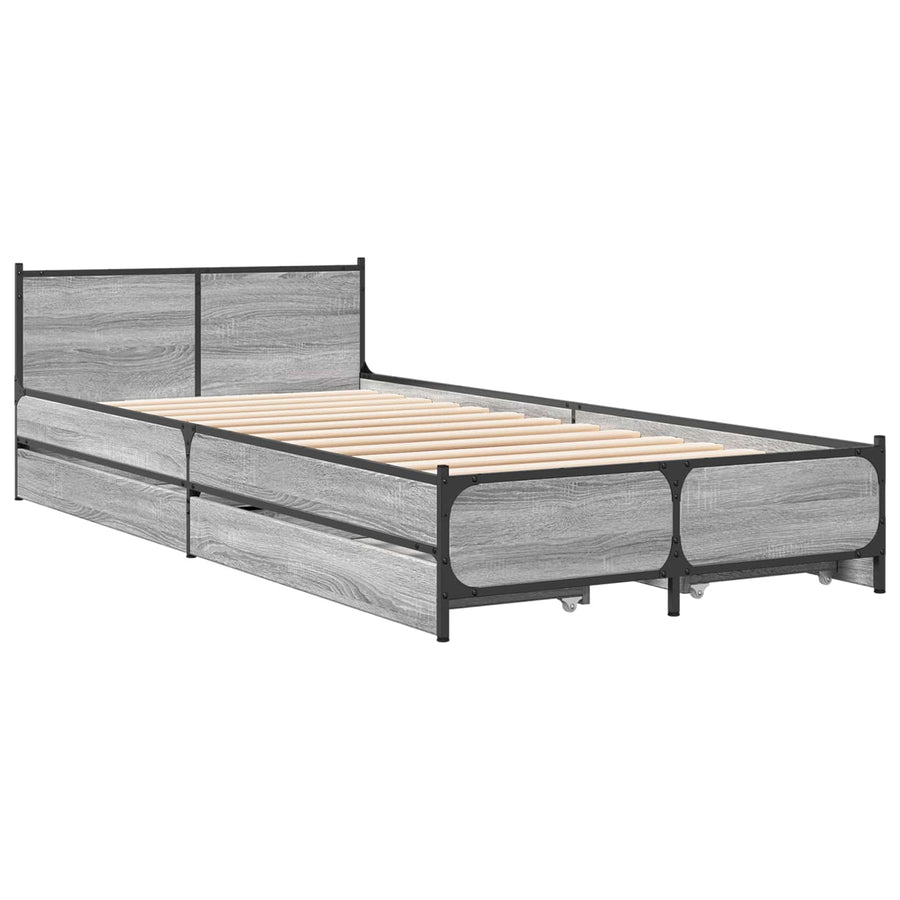 Bedframe met Hoofdeinde Grijs Sonoma 80 x 200 cm Bewerkt hout