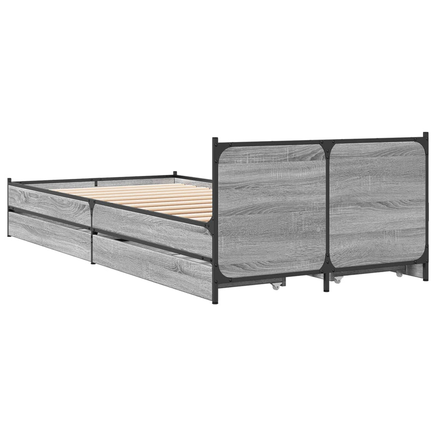Bedframe met Hoofdeinde Grijs Sonoma 80 x 200 cm Bewerkt hout